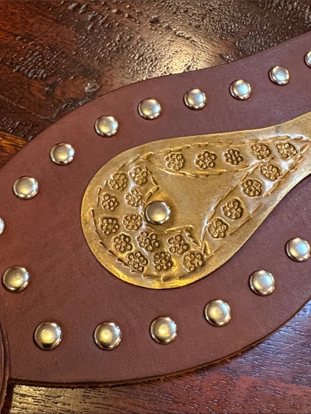 Vintage Ralph Lauren Western Studded Wide Leather Belt Spring 2002 size Medium